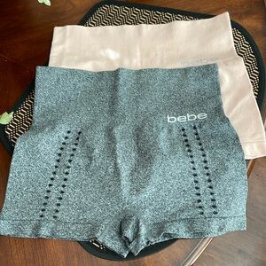 2 Pair (New) Bebe Seamless Shaping Shorts Sz XL Color Gray and Pink/Shapewear